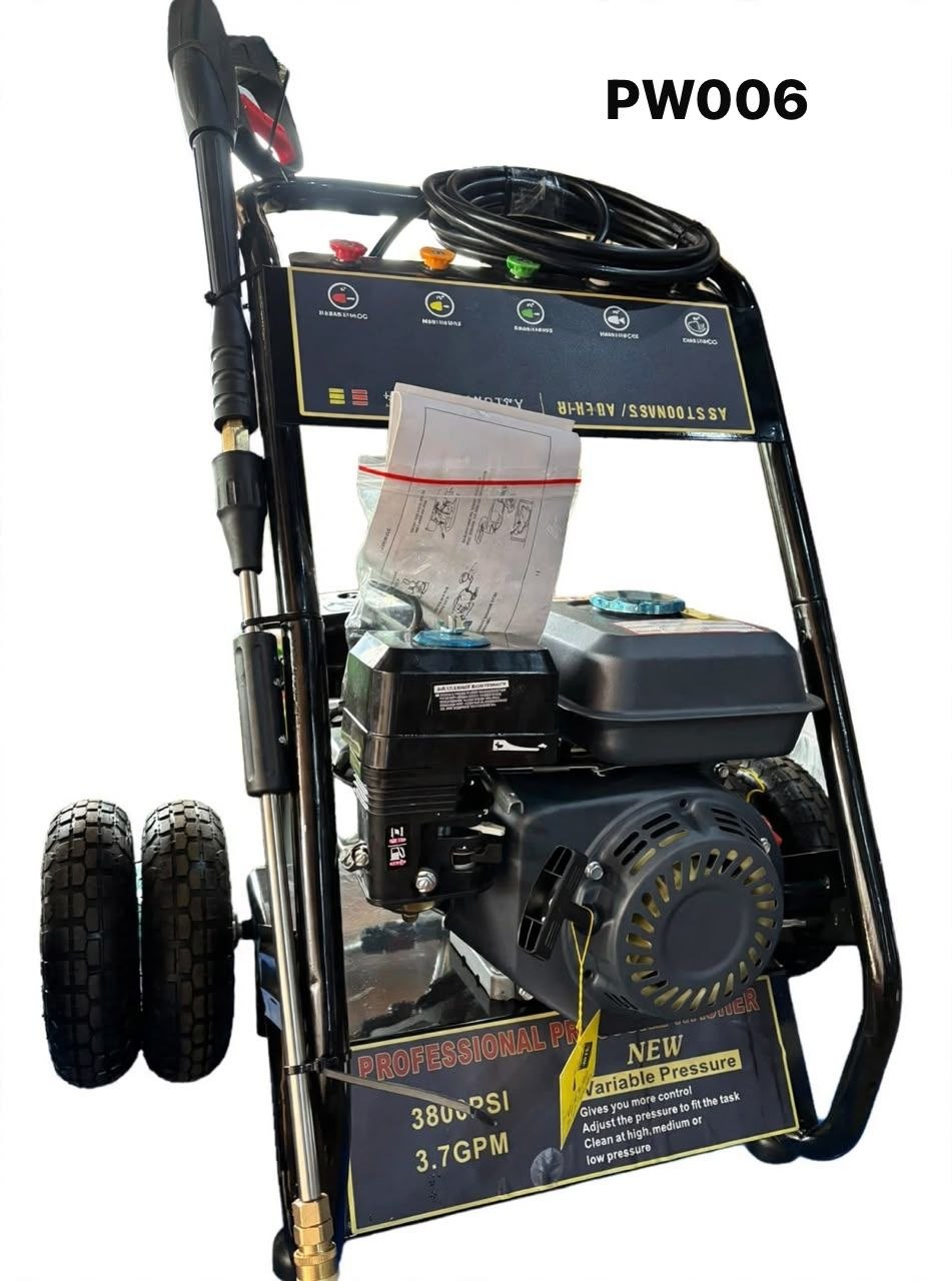 Petrol Pressure Washer 3800 PSI, Cart with Gun, Lance and Hose